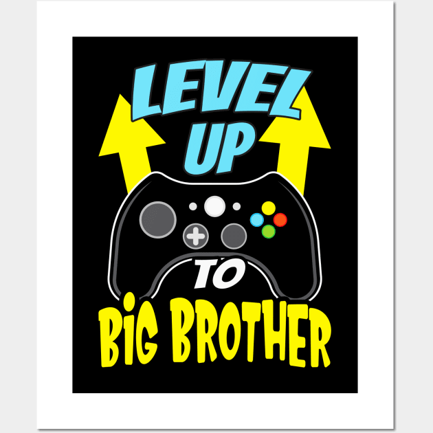 Level-Up To Big Brother Siblings Gamer Boys Gift Wall Art by Foxxy Merch